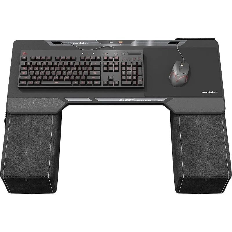 CYCON²-Ultimate Ergonomic USB Hub Gaming Lap Desk for Couch and Bed Large, Stable and Compatible, Black Edition