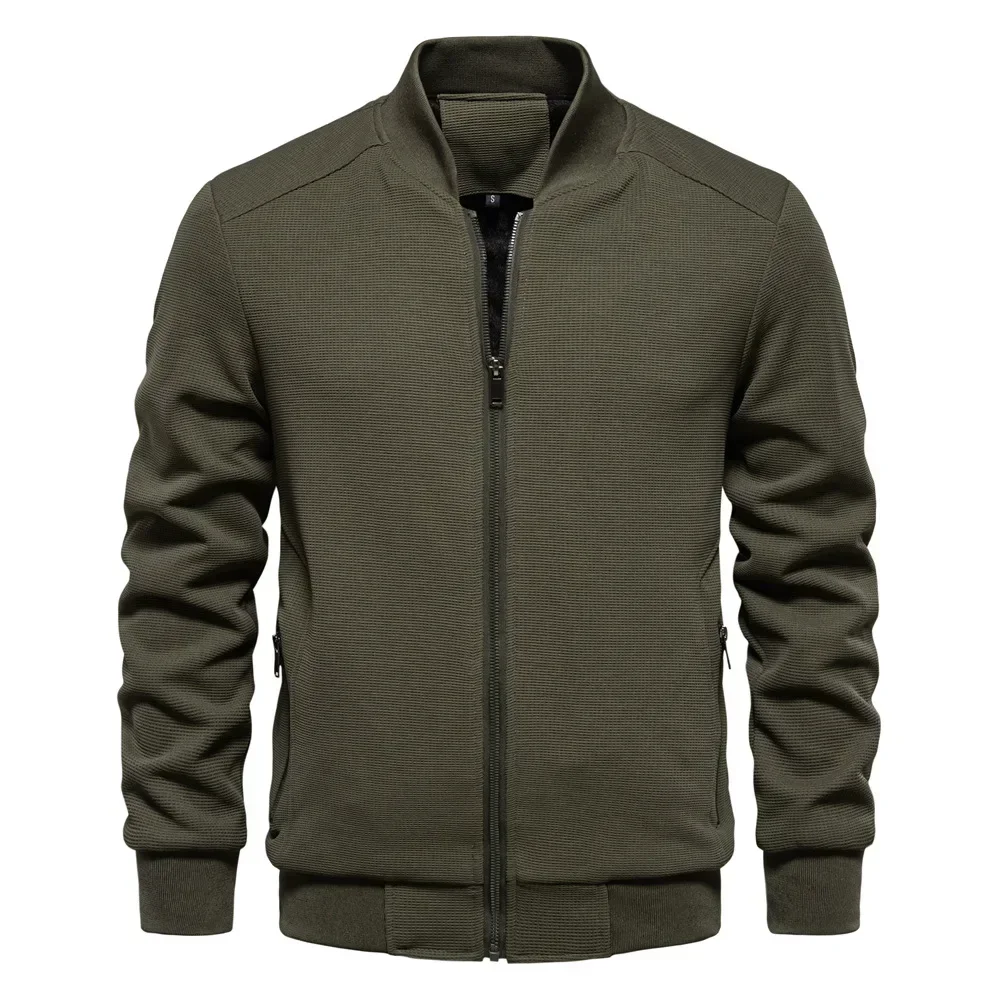 

Autumn Mens Jacket High-quality British Style Solid Color Stand Collar Fashion Casual Coat Male Baseball Jackets Men Clothing