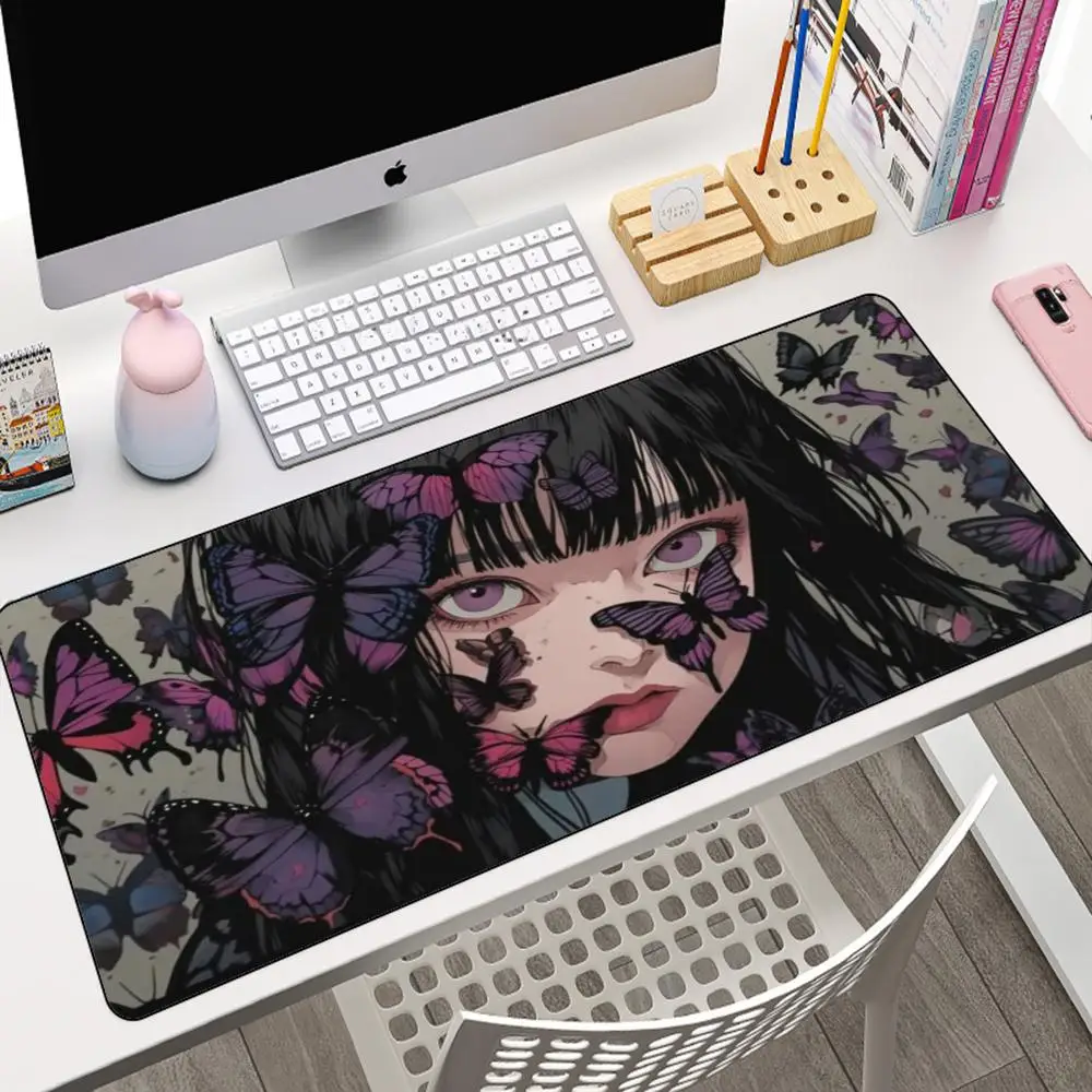 

HD Dark Anime Girl Mouse Pad Large Computer Office Game Table Mats Rubber Non-slip Keyboard Mousepads Long Desk Pads