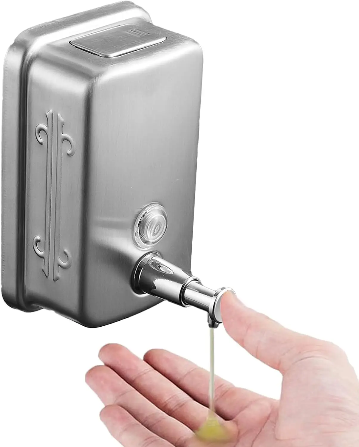 Dispensador de jabón con prensa de acero inoxidable 304, desinfectante de manos Manual para baño de Hotel montado en la pared