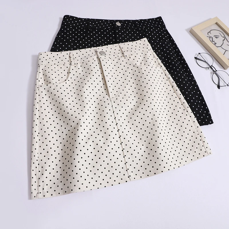 

Polka Dot Short Skirts Women 2024 Spring Summer New Korean Version High Waist A-line Skirt