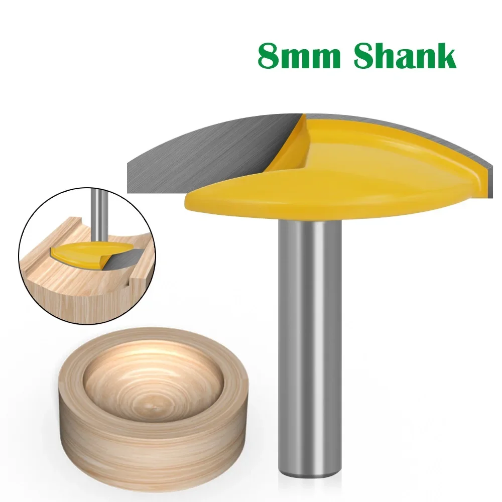 1PC 8mm Shank Small Bowl Flat Bottom Knife Milling Cutter for Wood 1-3/4