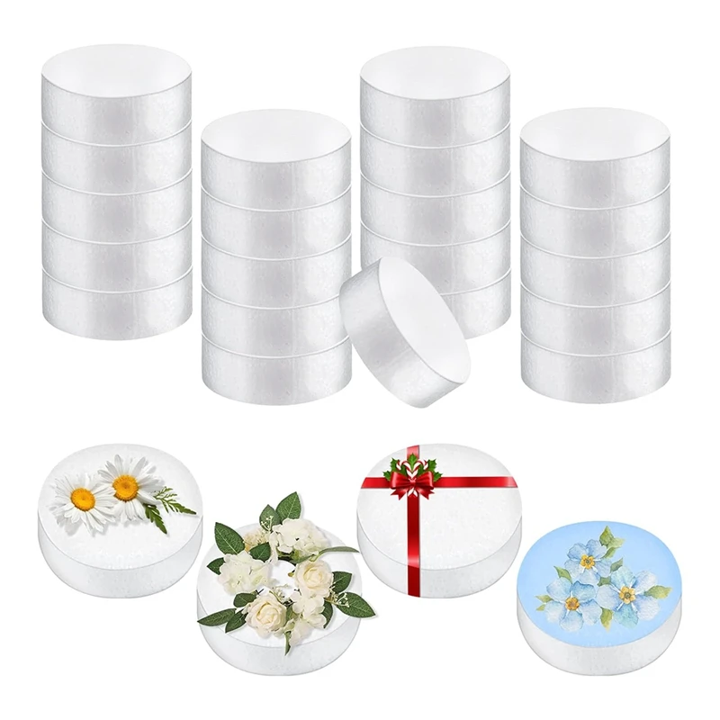 50 Pack Foam Circles,3In Round Polystyrene Foam Discs 1In Thick White Block Blank Craft Foam For DIY Flower Painting Art