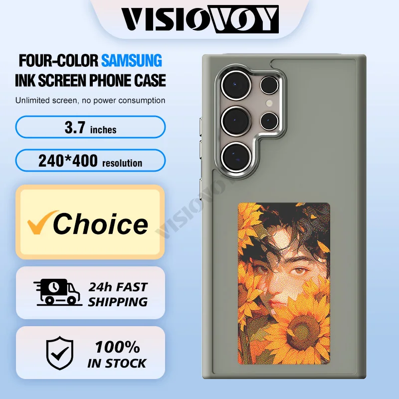 

Visiovoy-New-tech NFC Function 4 Colors E ink Phone Case For Samsung Galaxy S24 S23 Ultra DIY Screen Smart Phone Case Fundas