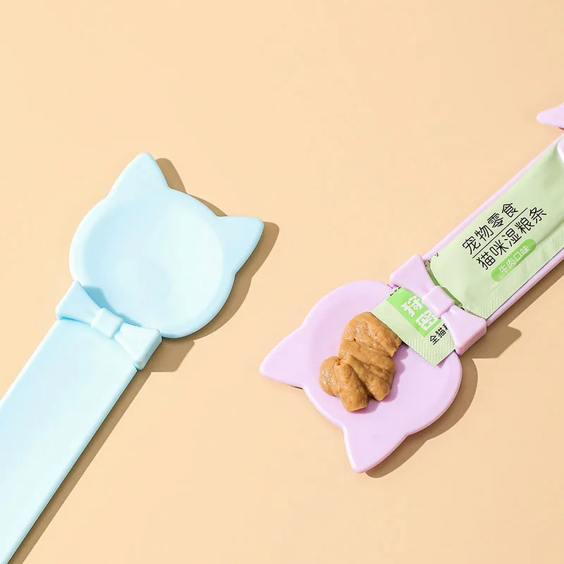 Cat Food Squeeze Spoon Pet Feeding Spoon for Kitten Cat Strip Paste Liquid Food Portable Feeder Pet Daily Supplies