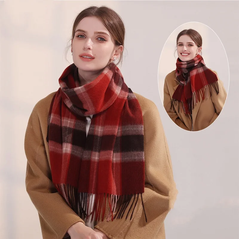 2024Women's Fashion Scottish Style Tartan Warm Scarf Plaid Soft Long Wrap Shawl Christmas Valentine's Day for Girlfrend Wife Mom