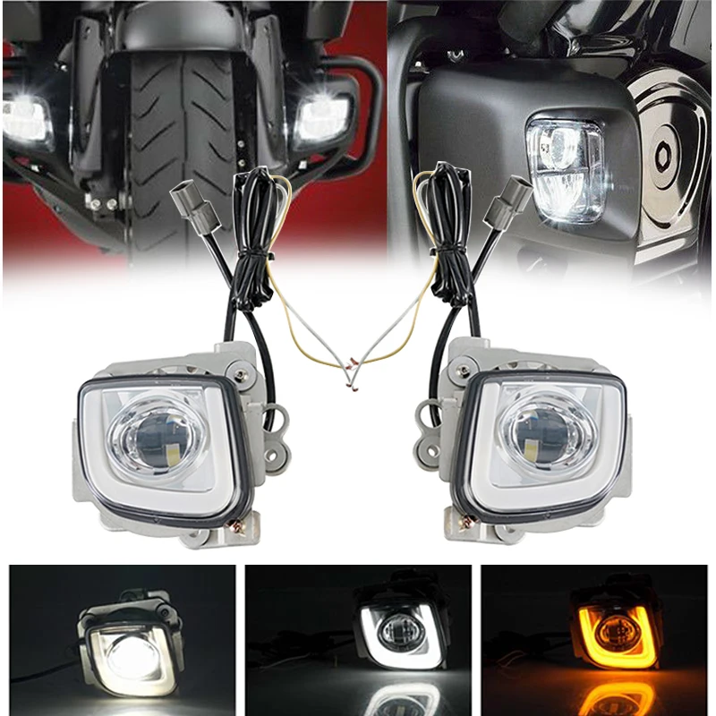 สัญญาณไฟเลี้ยวรถจักรยานยนต์ LED รูปสี่เหลี่ยมผืนผ้าวิ่งหมอกสําหรับ Honda Goldwing GL1800 F6B Valkyrie 2012-2017