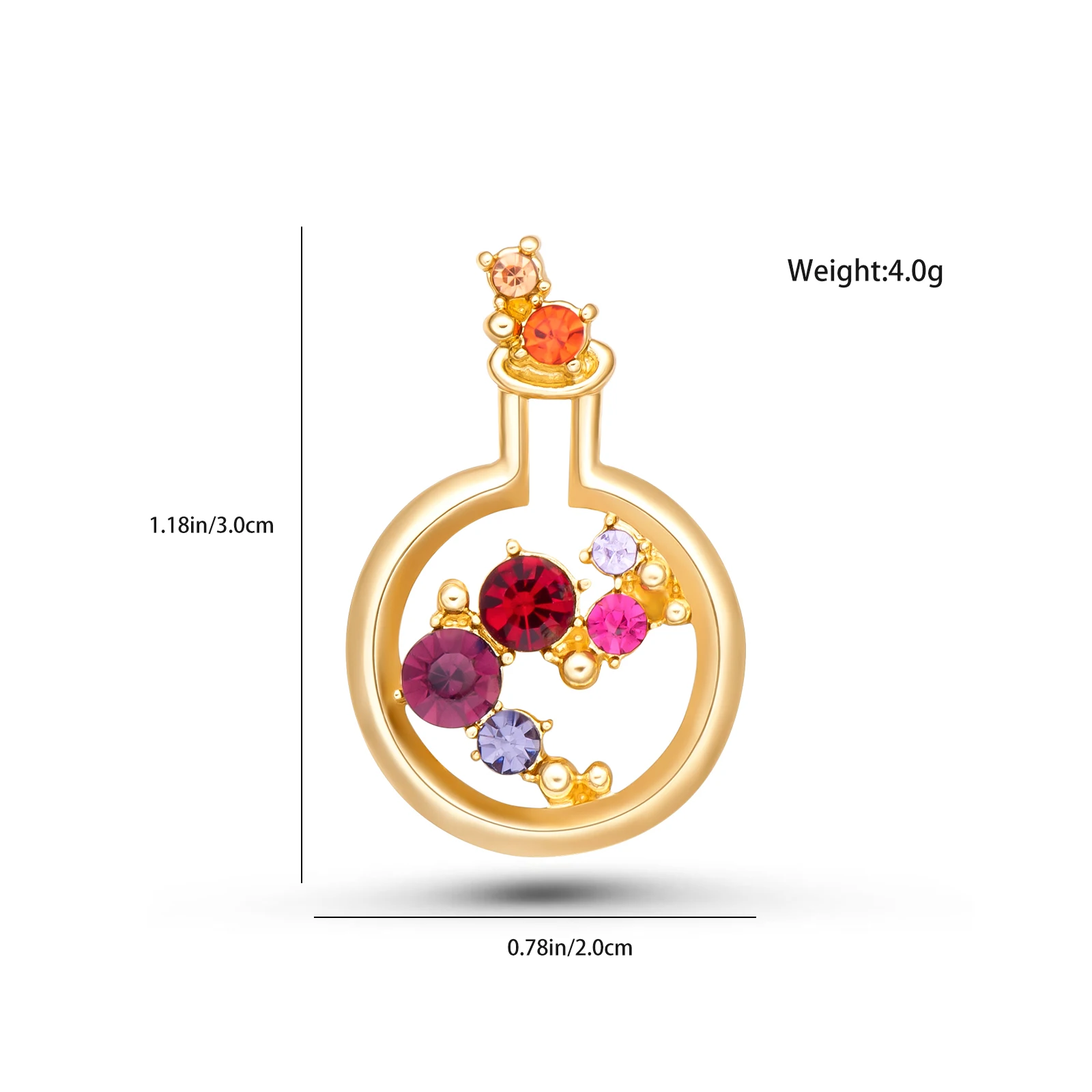 Cute Lab Flask Enamel Pendant Necklace  Gold Color Science Chemistry Jewelry with Colorful Stones Gift for Scientist Student ﻿