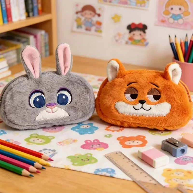Disney Judy Aad Nick Jewelry packaging, packaging and storage，Plush Pencil Case, , Pencil Bag, Student Stationery Storage Bag.