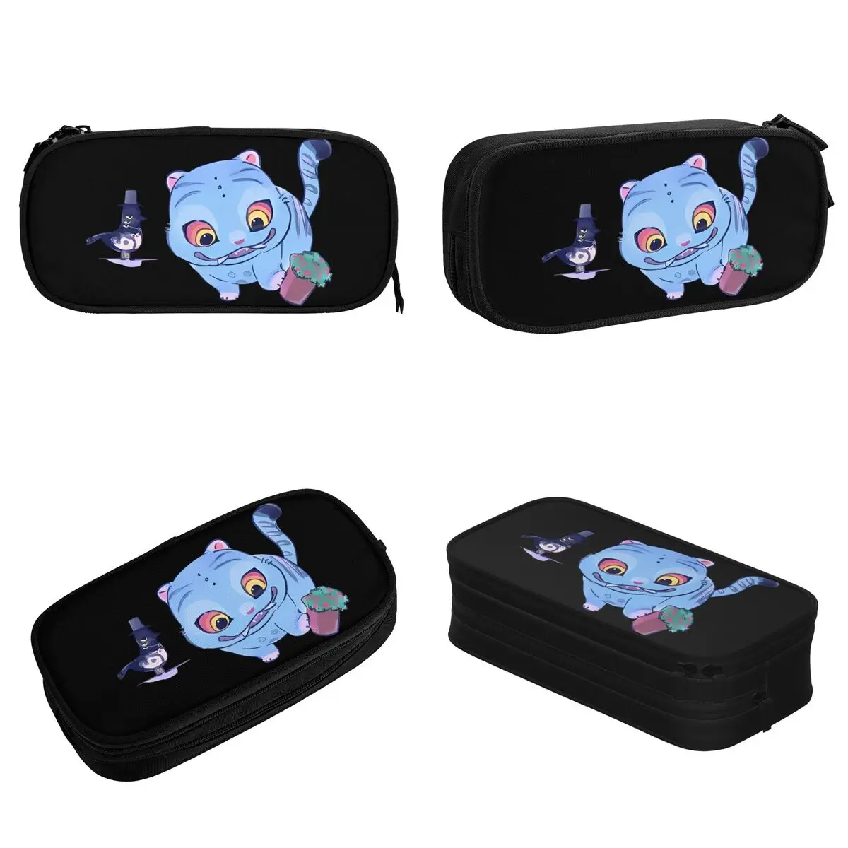 Derpy Blue Tiger Bermain dengan Pot Kotak Pensil Indah KPop Pemburu Setan Tas Tempat Pena Anak Perempuan Laki-laki Siswa Sekolah Hadiah Kotak Pensil