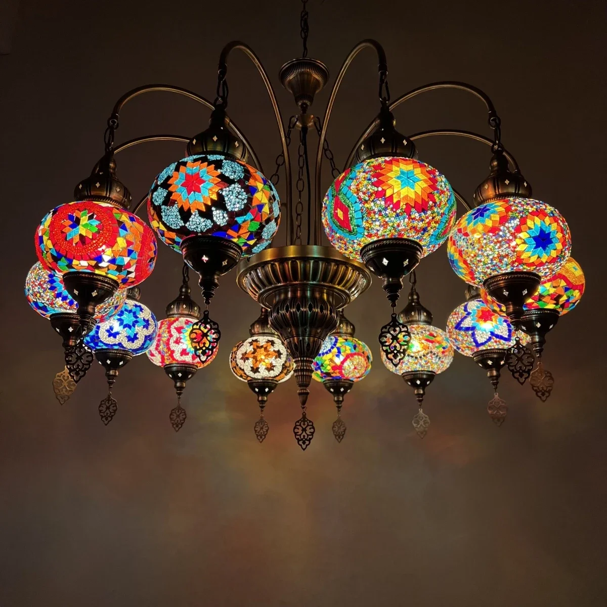 

New Exotic Style Handmade Mosaic Glass Pendant Light for Living Room, Restaurant, Hotel, Cafe