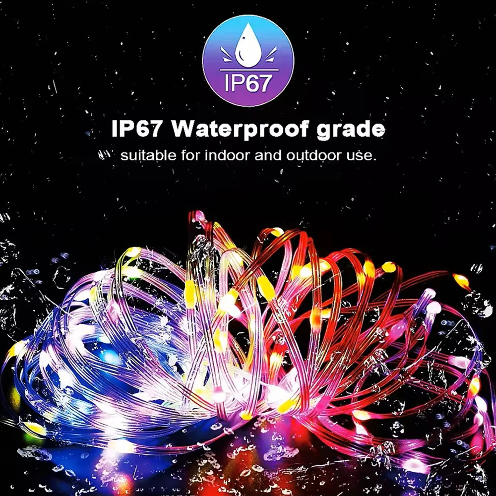 WS2812B Led سلسلة عنونة بشكل فردي ديكور عيد الميلاد أضواء عيد الميلاد IP68 في الهواء الطلق سلك مقاوم للماء الديكور 5 فولت 5050 RGB