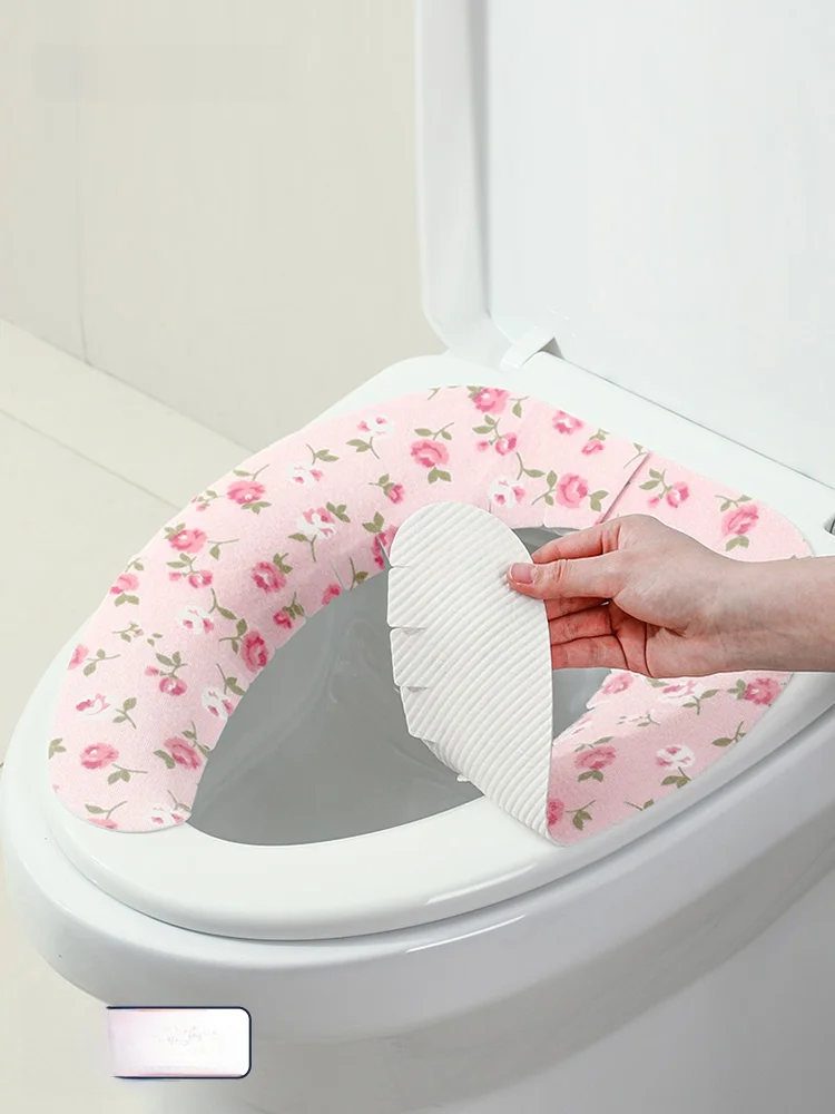 sanko-便座クッション-粘着式-洗えるトイレマット-家庭用-便座リングシート-トイレパッド-フレッシュスタイル-和風