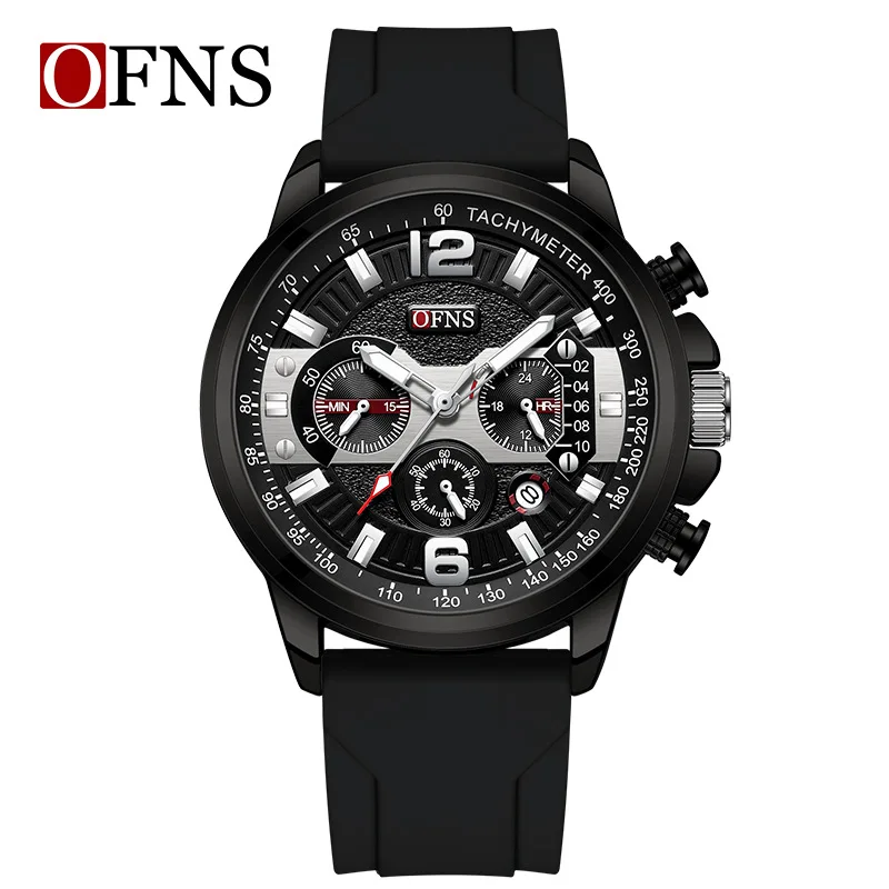 OFNS brand quartz watch hot-selling chronograph six-pin calendar men's watch luminous strip nail scale waterproof men's watch