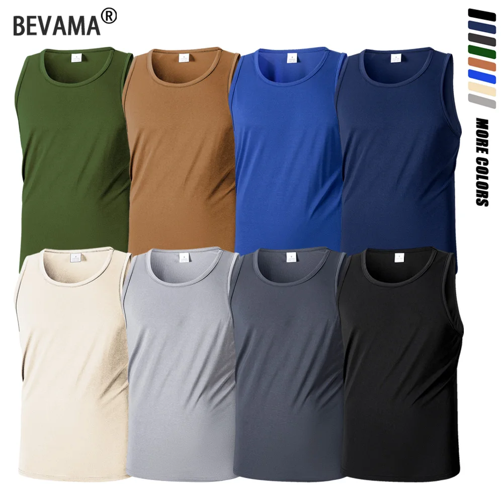 

Summer Men's Vest Round Neck Mesh Breathable Quick Dry Wide Shoulder Vest Sleeveless Basic Elastic Tank Fitness Sports Vest