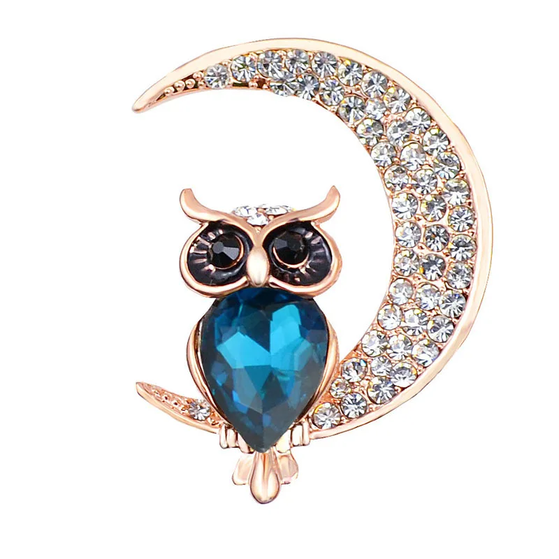 Xingyunday Cute Owl Crystal Brooch Cartoon Small Animal Rhinestone Corsage Jewelry Clothing accessories collar pin badge