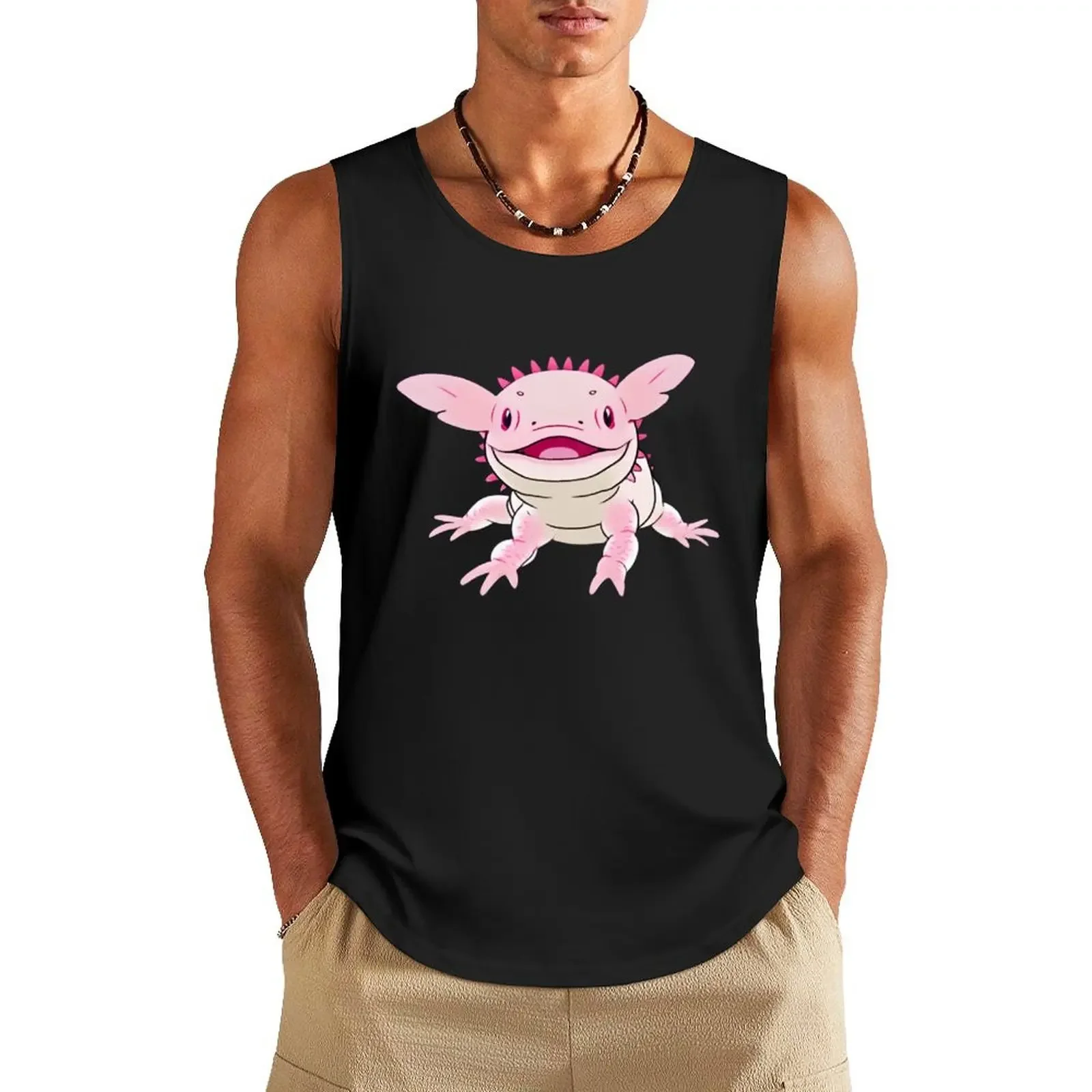 

Happy axolotl Tank Top Muscle fit gym t shirt men sleeveless man shirts Men's fitness t-shirt