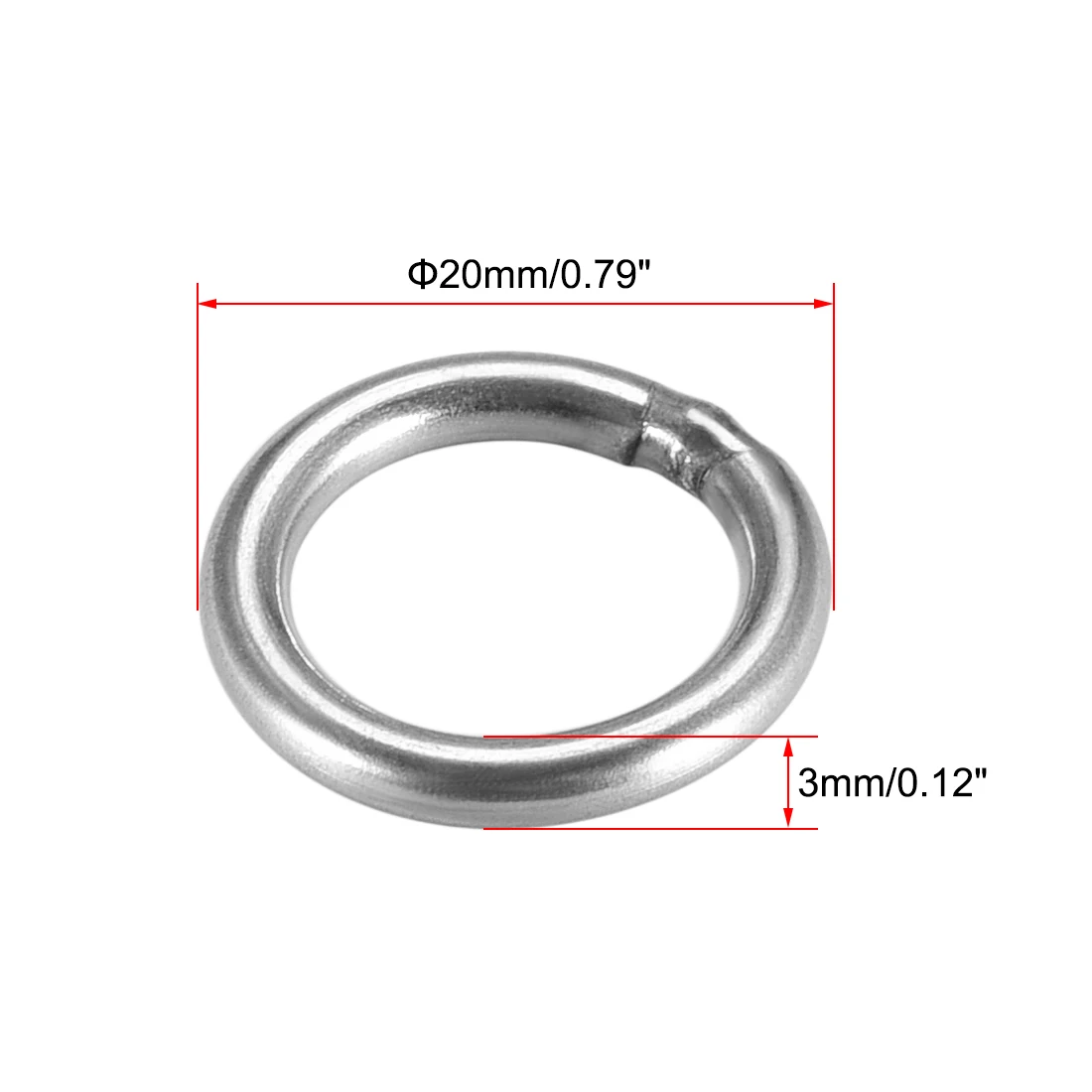 Uxcell 10pcs 304 Stainless Steel O Ring 20/30/40/50/60mm Outer Diameter 3/4/5mm Thickness Strapping Welded Round Rings