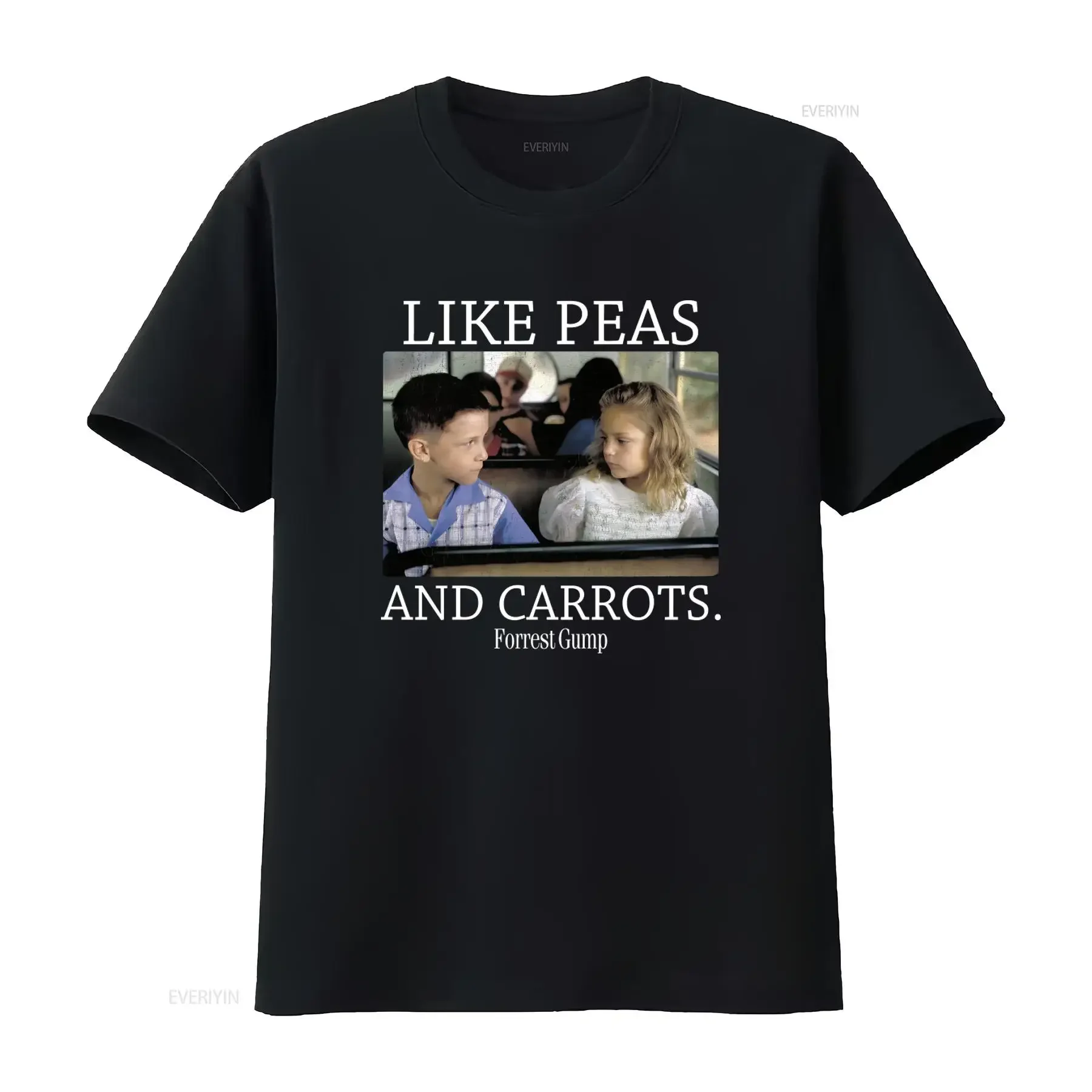 Forest Gump And Jenny Men's T Shirt Like Peas Carrots Classic Comedy Movie Print vintage Washed Top For Everyday Wear homme