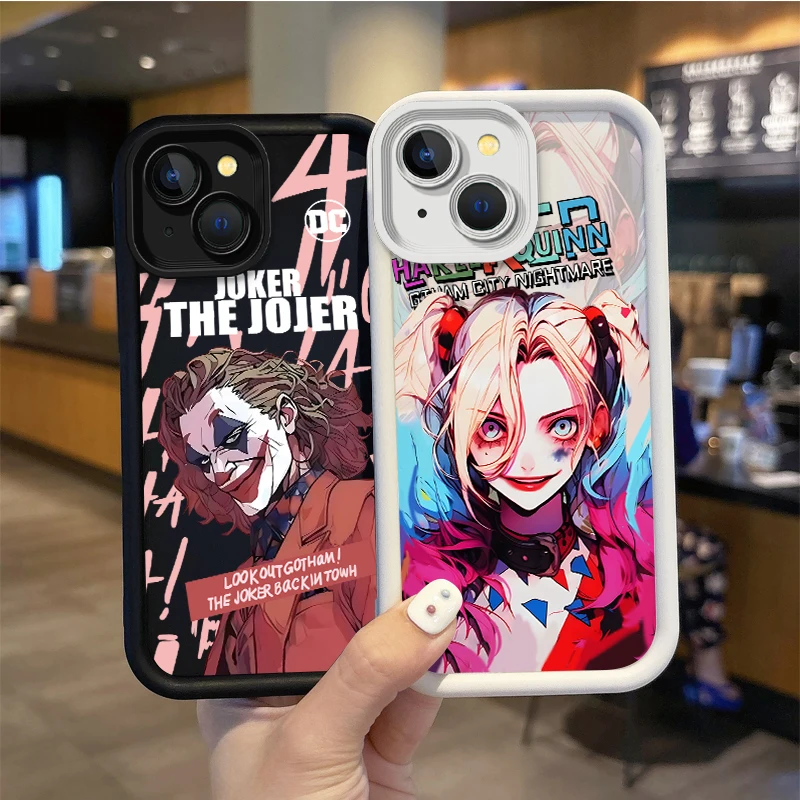 DC H-Harley Quinn Joker Phone Case For iPhone 15 14 13 12 11 Pro Max 15 14 8 7 6 Plus X XS Max 8 7 6 Liquid Anime Phone Covers