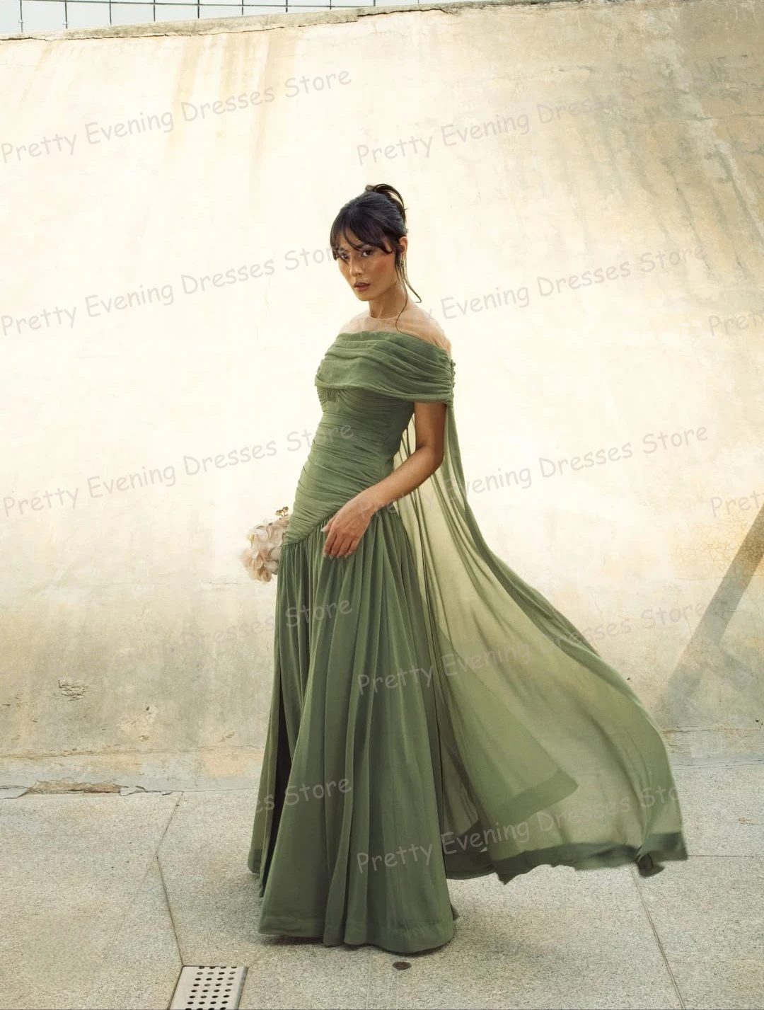 فساتين سهرة بسيطة مكشكشة باللون الأخضر حورية البحر فساتين حفلات نسائية مخصصة شال بدون أكتاف موضة حفلة فيستدوس دي نوفيا