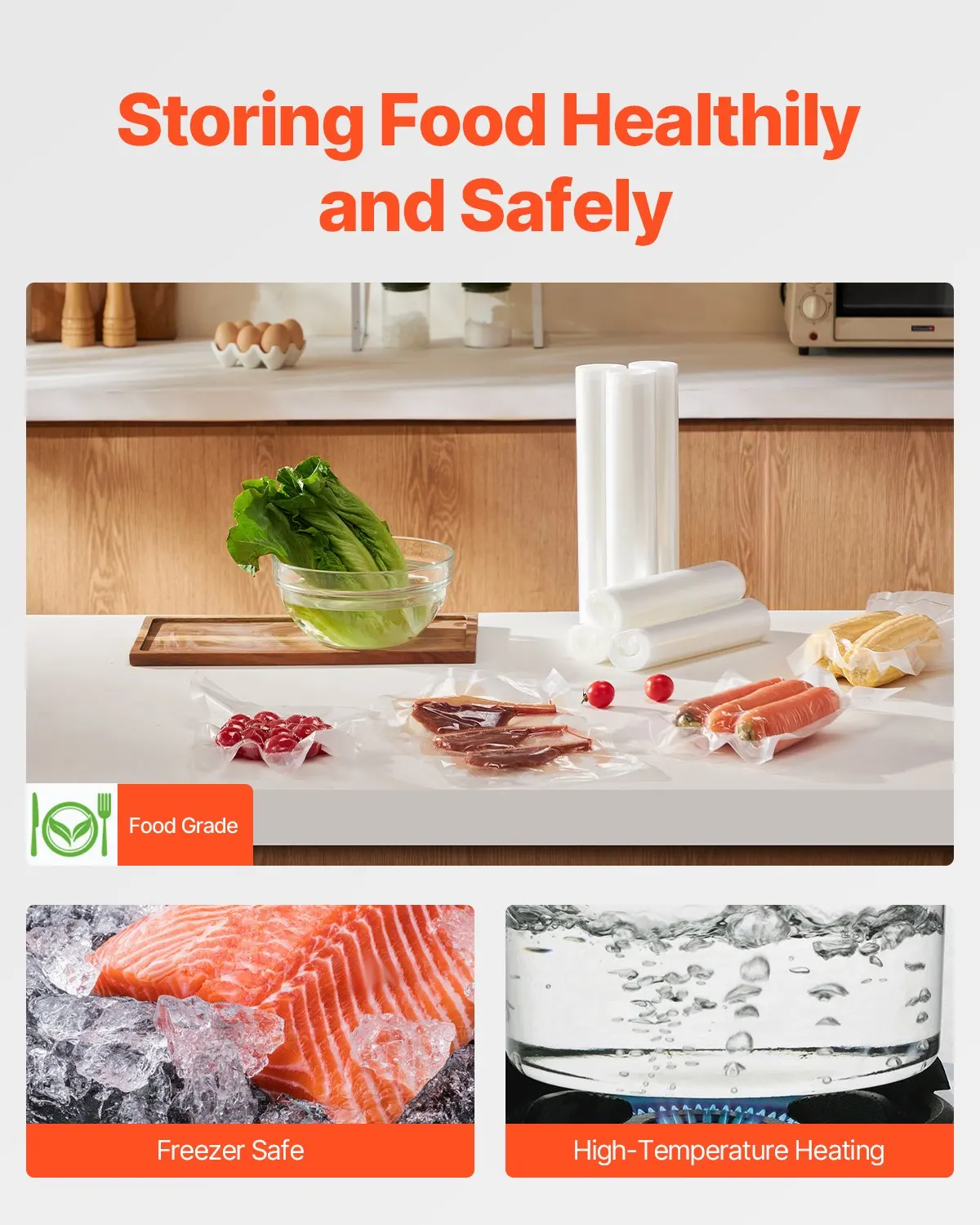 6 Rolls Vacuum Sealer Bags 11 In X 20 Ft & 8 In X 20 Ft Customizable Non-BPA Bag