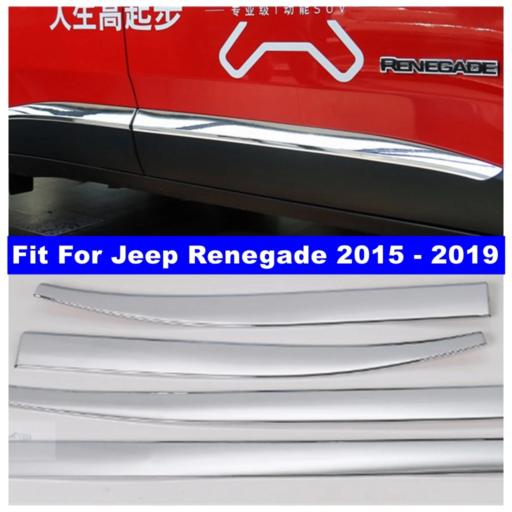 

Side Car Door Body Bottom Strip Streamer Molding Cover Trim Fit For Jeep Renegade 2015 - 2019 Chrome Accessories Car-styling