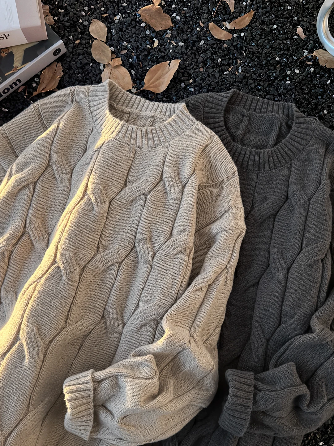 

Retro Japanese Sle Men's Knitted Sweater Spring Autumn Trendy Pure Color round Ne Twist Casual Long Sve Thermal Top