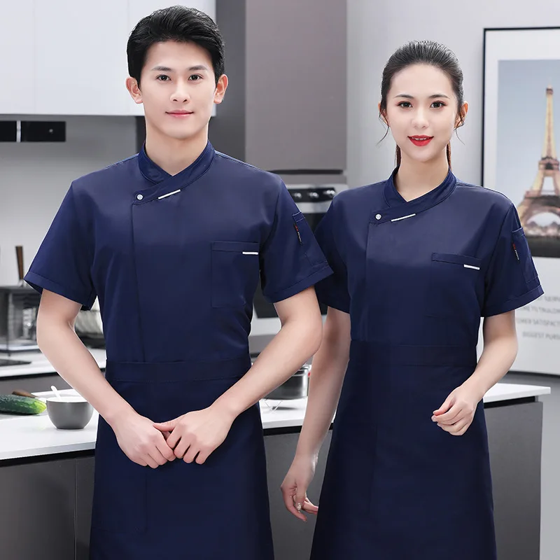 シェフの女性用作業服、半袖、夏用、ケータリング、レストラン、食堂、ベーカリー、ペストリーシェフ、キッチン衣装、ハハ