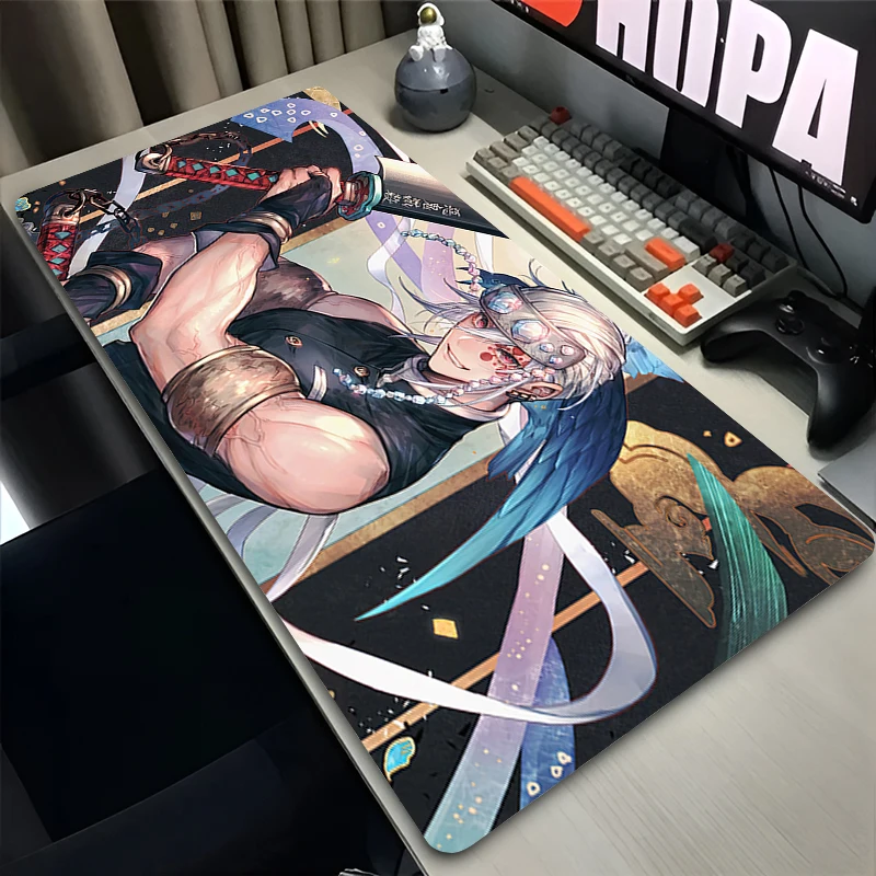 Mouse Pad Laptop Anime Extended Desktop Mat Computer Gamer Mousepad Gaming Accessories D-demon Slayer Tengen Uzui Keyboard Pad
