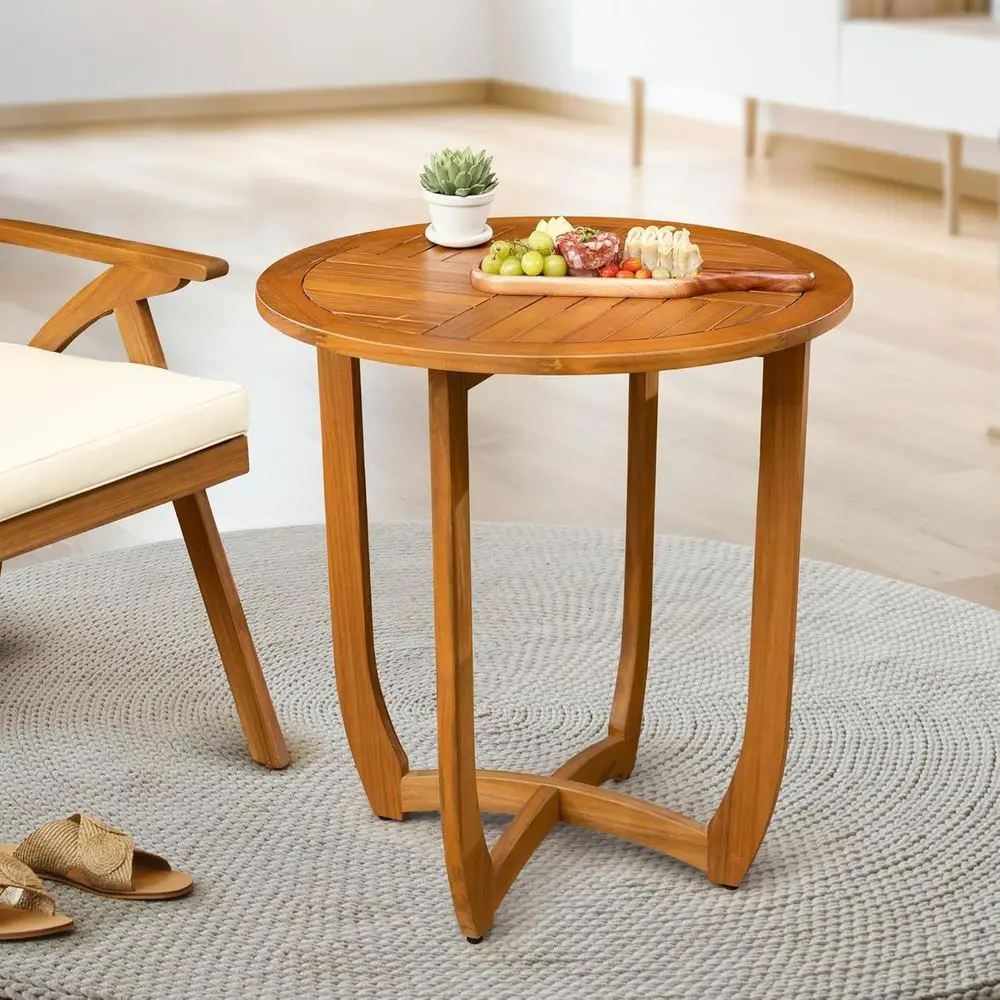 

Elegant Acacia Wood Outdoor Bistro Table for Garden, Backyard, Porch, and Patio, Supports 270lbs