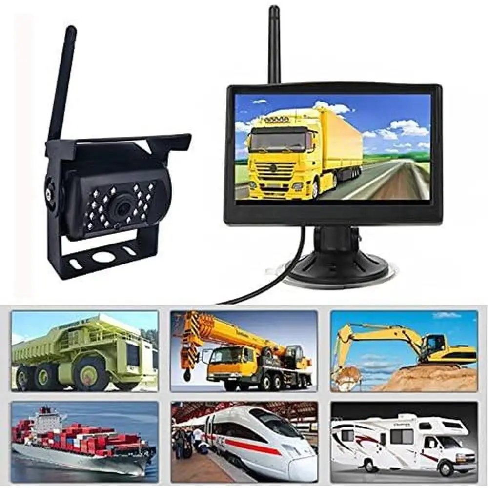 

5-дюймовый автомобильный монитор с камерой заднего вида, водонепроницаемый по стандарту IP69, система ночного видения для грузовиков, автодомов, прицепов, фургонов, автобусов, 12В, 8/18 LED