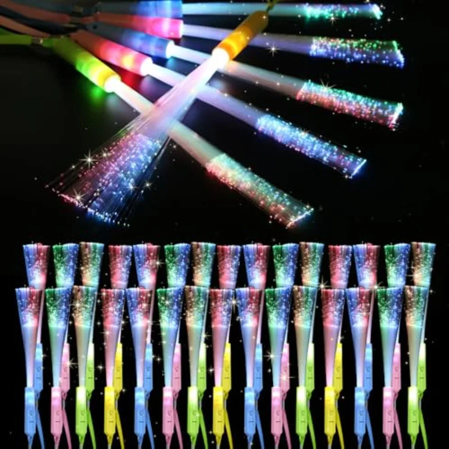 

【New model】120PCS Fiber Optic Light Wands Stick Glow Wands Glow Sticks Party Supplies 3 Modes Colorful Flashing LED Light Up Gl
