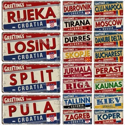 Placa de matrícula Artisian Slavic, Croacia, Hungría, Hungría, Ucrania, Rusia, señal de Metal, ciudad