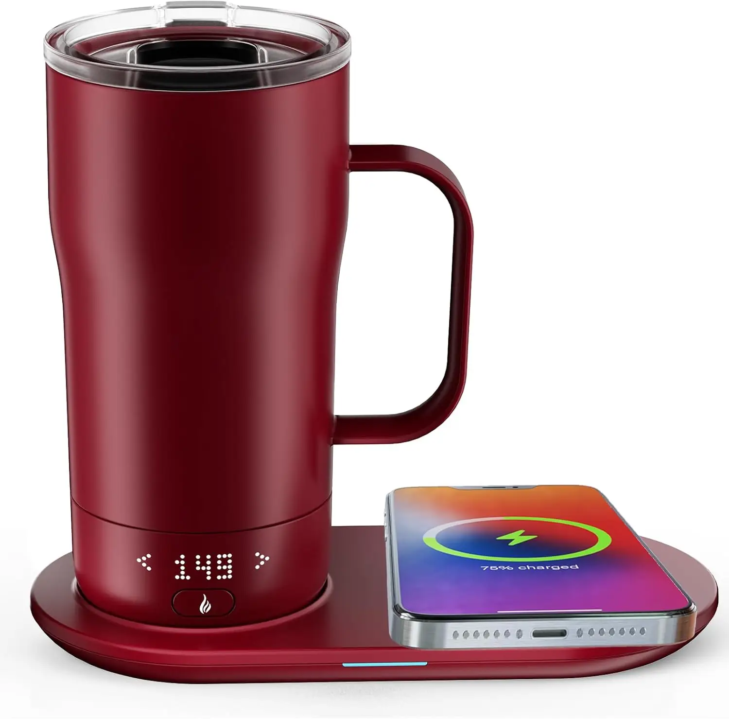 

Smart Self Heating Coffee Mug 18 Oz Temperature Control Heated Coffee Mug App Controlled Warmer Mug 5-10 Hour LED Display