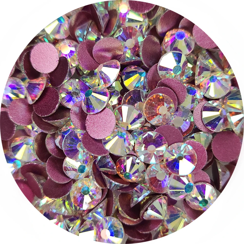 Đầu Pha Lê Lấp Lánh AB FlatBack Móng Tay Nghệ Thuật Ren S3-S50 Hoa Hồng Đế Keo Trên Đá Cho Vải May Móng Tay Nghệ Thuật Trang Trí