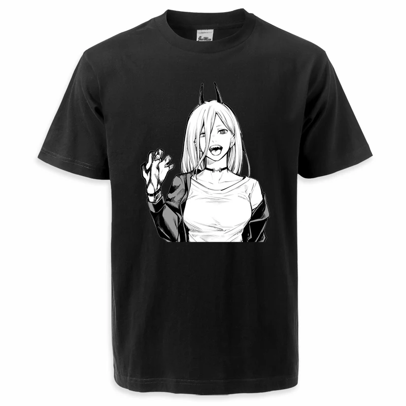 Hot Japanese Anime Manga Power Print Round Neck Oversized Womne Men T-Shirt Gift For Boy Chainsaw Man Short Sleve Clothes