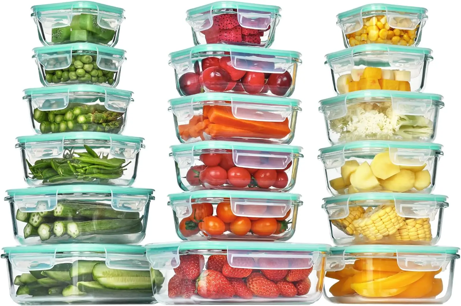 Vtopmart 18Pack Glass Food Storage Containers with Lids, Meal Prep Containers, Airtight Lunch Containers Bento Boxes with Leak P