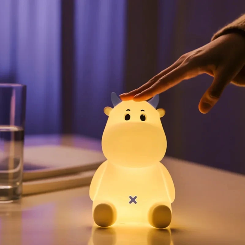 

Touch Sensor Dimming LED Night Light USB Rechargeable Cartoon Cattle Animal Lamp for Children Kids Baby Gift Bedroom Decoration