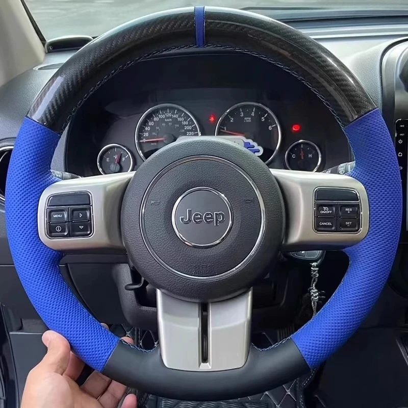 

For Jeep Compass Grand Cherokee Wrangler Patriot 2012 2013 2014 Hand-stitched non-slip Genuine Leather car Steering Wheel Cover