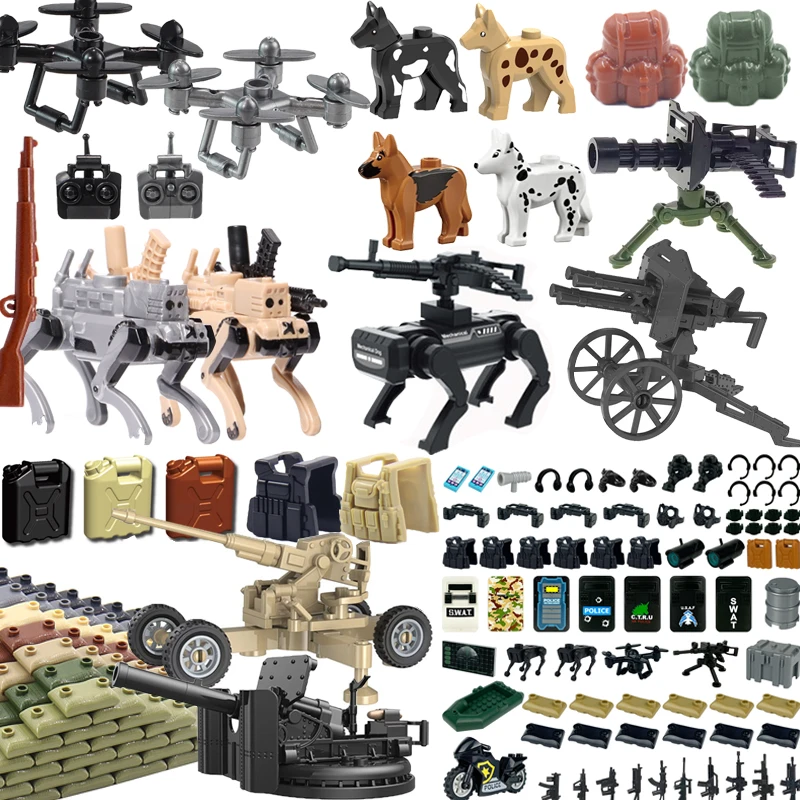 Blocs de construction militaires soldat 88mm, pistolet anti-tablier, canon, fusée d'artillerie, armes de guerre de l'armée militaire, sac à dos NSV, jouet en brique d'assemblage