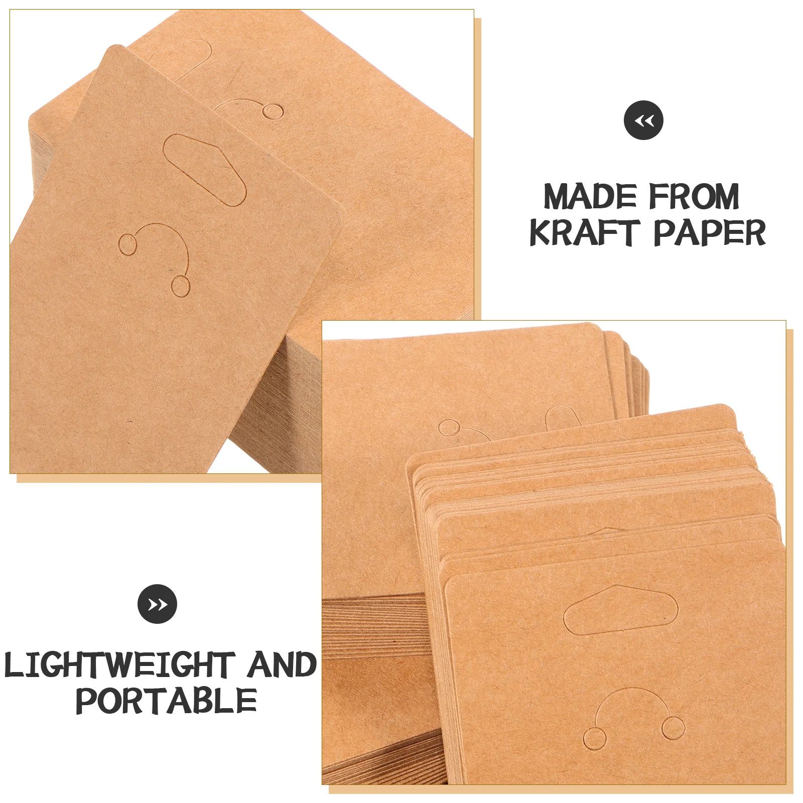 100Pcs Kraft Paper Keychain Card Holder Brown Rustic Display Cards for Jewelry Packaging Small Business Trade Show