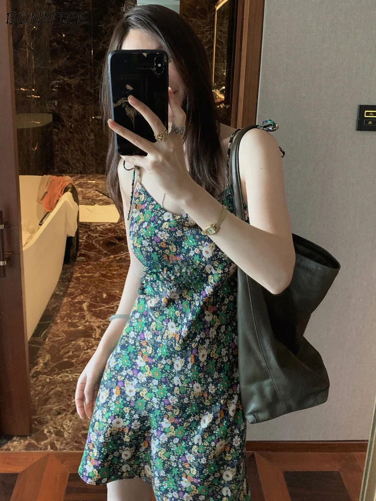 

Floral Dresses Women Sexy Mini Prairie Chic Summer Female Vintage Casual Fashion Empire Korean Style Temperament Holiday Charm