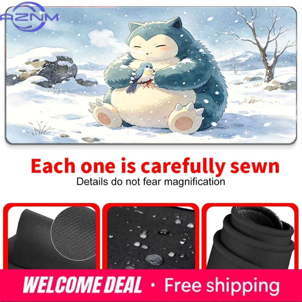 Large Gaming Mouse Pad Chinese Ink Wash Autumn Forest Lucario Design Non-Slip Rubber Washable Desk Mat for Geeks And Gamers