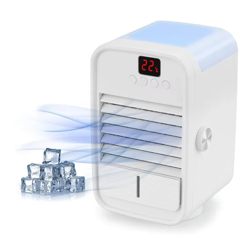 

Mini Tabletop Fan with Automatic Rotation & Temp Display Personal Portable USB Air Cooler Fan Water Cooled for Home Office