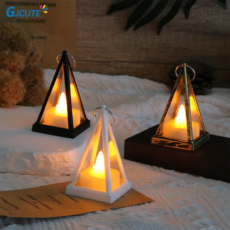 1Pc 9cm Mini Led European Triangle Light Simulation Cande Light Dollhouse Miniature Night Lamp Home Model Decor Toy