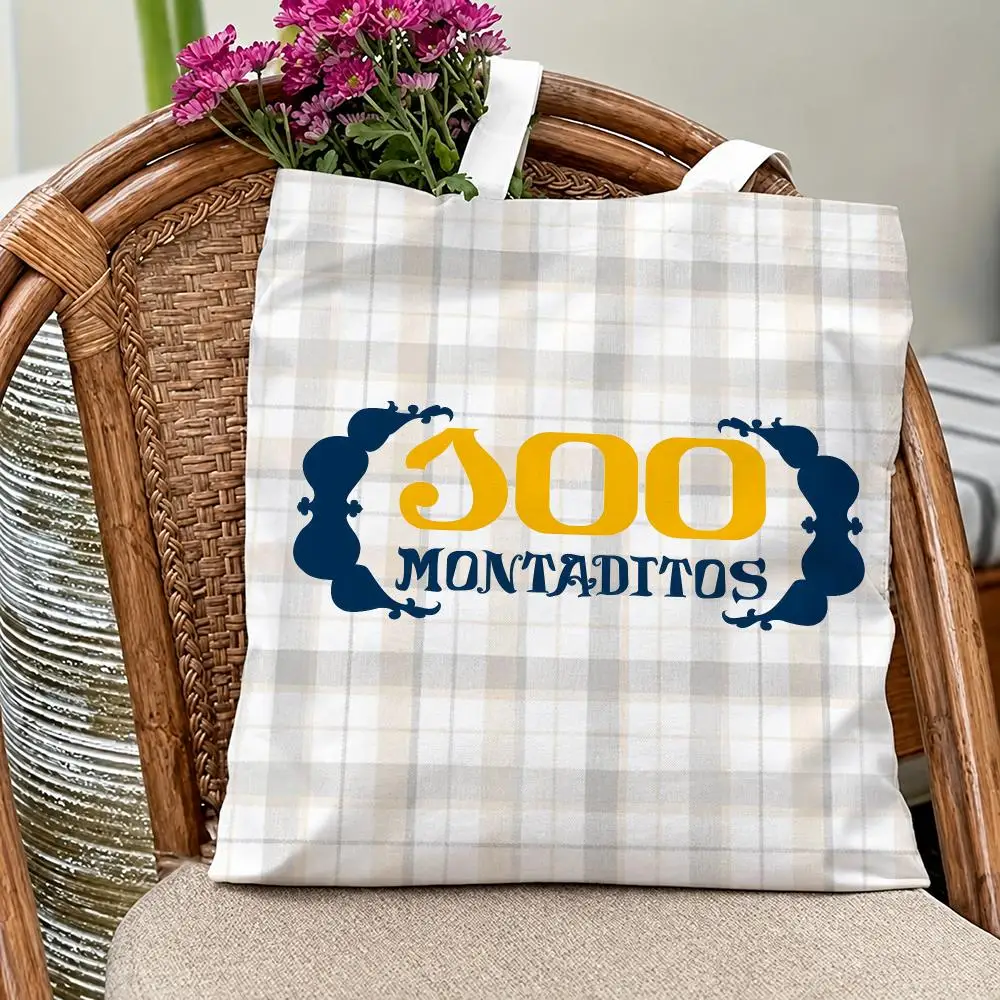 Popular Food 100 Montaditos Storage Bags Eco Canvas Tote Odorless Reusable Double Print Shopping Bag