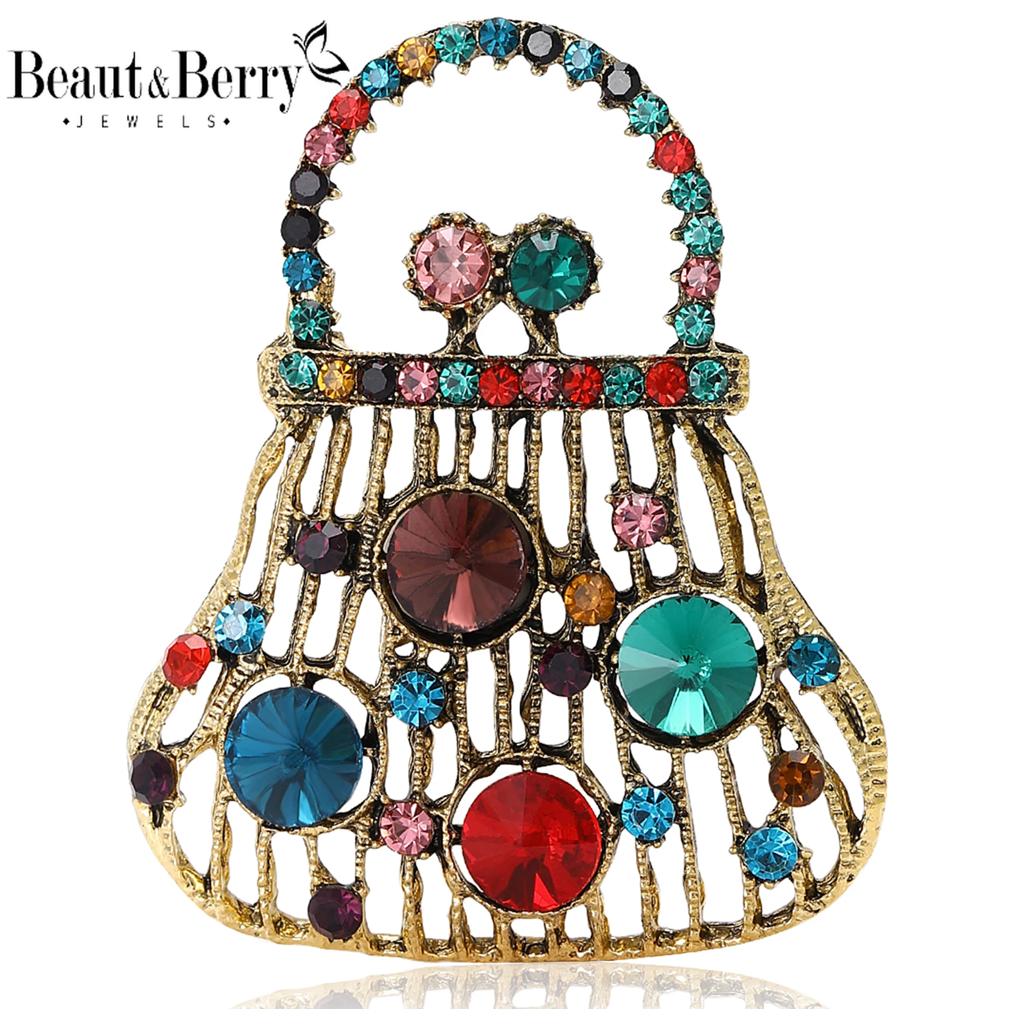 

Beaut&Berry Trendy Rhinestone Bag Brooches for Women Unisex Beautiful Pins Casual Party Accessories New Gifts Friends Decoration