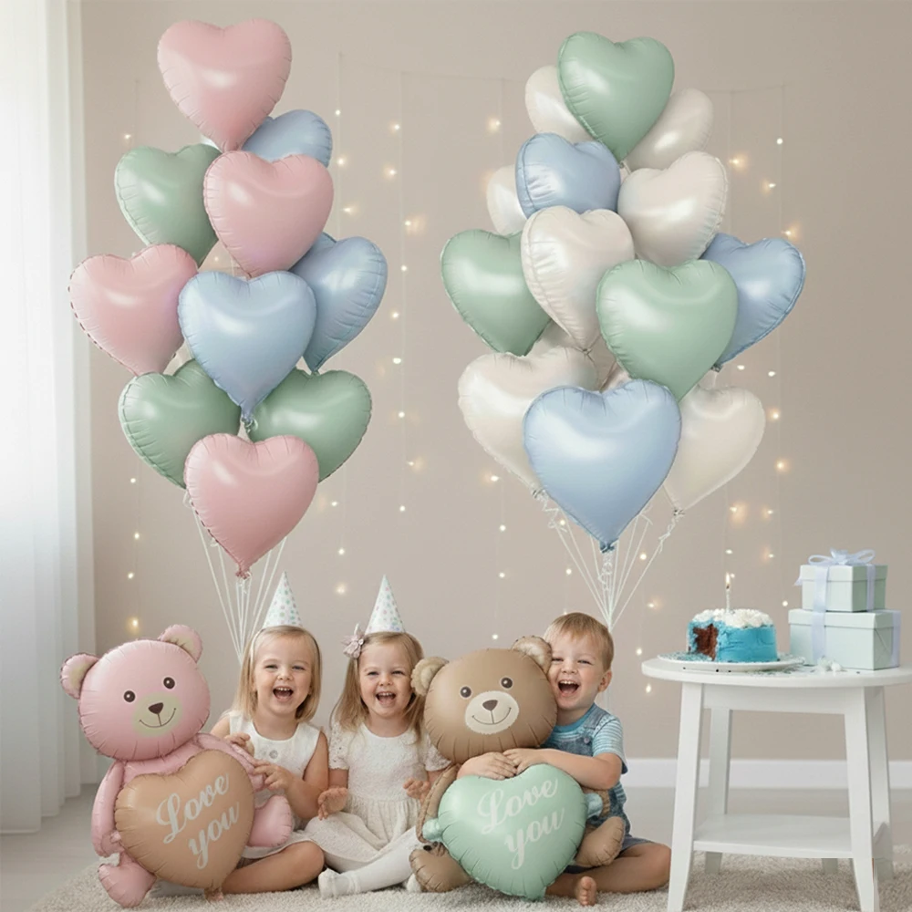 Liegen Cartoon Matte Herz Bär Mylar Folien Ballons Set Geburtstag Party Baby Dusche Liefert Valentinstag Dekoration Luft Globos