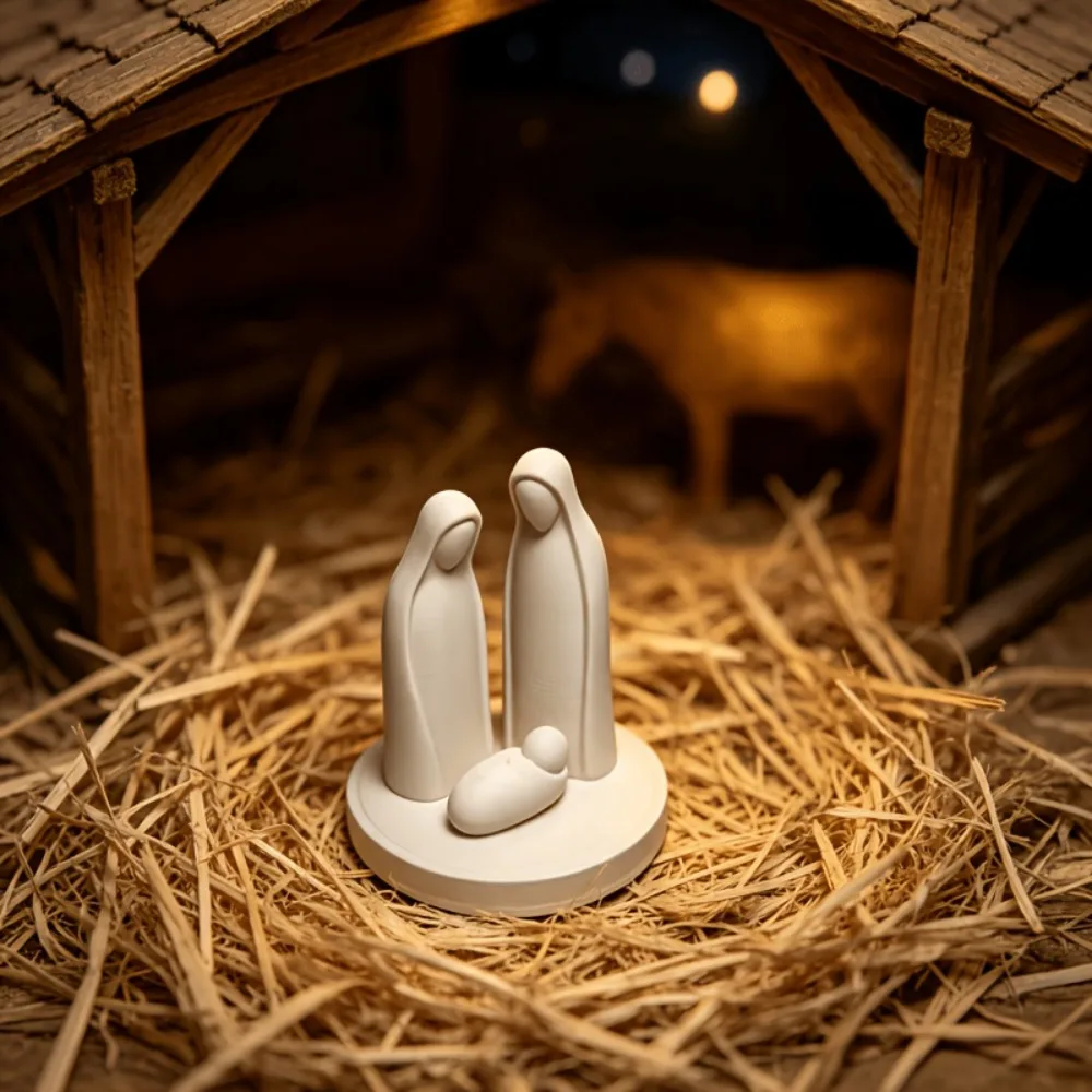 Christmas Nativity Scene Statue, Mini Holy Family Sculpture, Jesus Birth Scene Tabletop Decor, Christmas Home Ornament